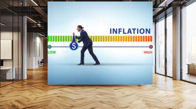 Businessman in the high inflation concept Wall mural