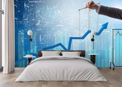 Businessman keeping the growth in economy Wall mural