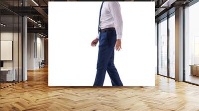 Businessman walking standing side view isolated on white backgro Wall mural