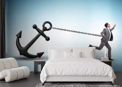 Businessman with anchor in business concept Wall mural