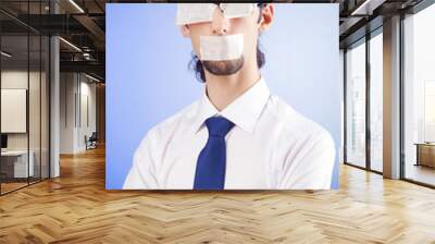 businessman with his lips sealed Wall mural