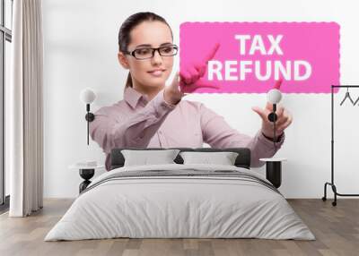 Businesswoman in tax refund concept Wall mural