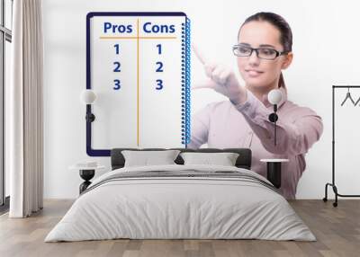 Concept of choosing pros and cons Wall mural