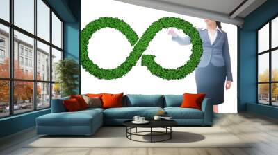 Concept of circular economy with businesswoman Wall mural