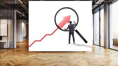 Concept of economic growth with chart and magnifying glass Wall mural