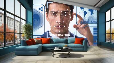 Concept of face recognition software and hardware Wall mural