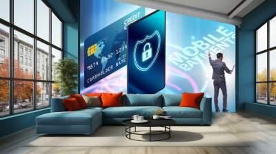 Concept of mobile payment with smartphone Wall mural