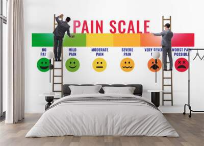 Concept of pain scale from moderate to strong Wall mural