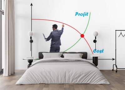 Concept of proft and loss with businessman Wall mural