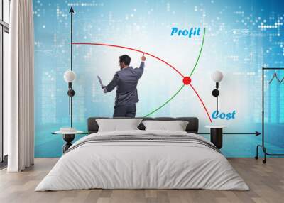 Concept of proft and loss with businessman Wall mural