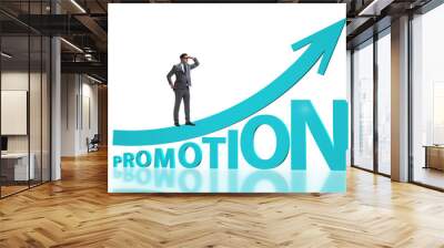 Concept of promotion with businessman Wall mural