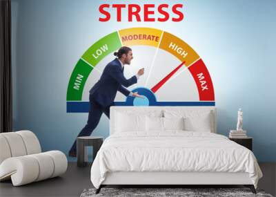 Concept of stress meter with businessman Wall mural