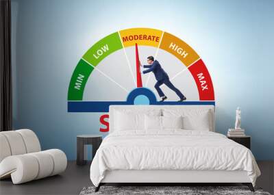 Concept of stress meter with businessman Wall mural