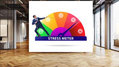 Concept of stress meter with businessman Wall mural