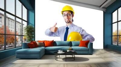 Construction safety concept with builder Wall mural