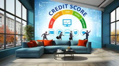 Credit score concept with businessman Wall mural