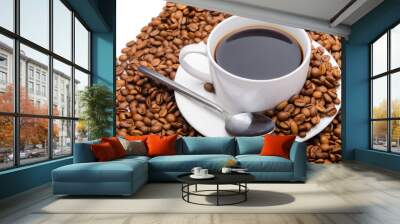 Cup of coffee and beans Wall mural