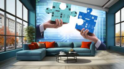 Digital transformation concept with jigsaw puzzle Wall mural