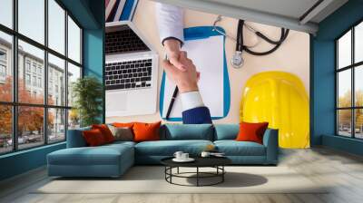 doctor and manager agreeing industrial insurance coverage Wall mural