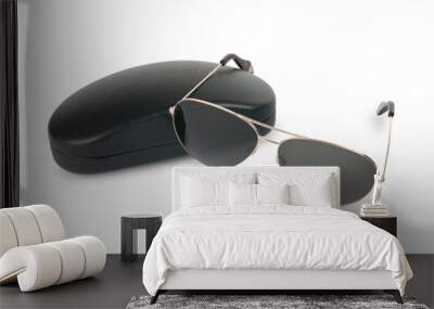 Elegant sunglasses isolated on white Wall mural