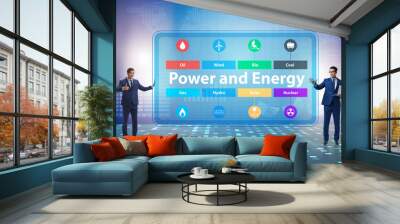 Energy mix concept with businessman Wall mural