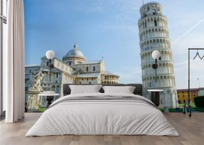 famous leaning tower of pisa during summer day Wall mural