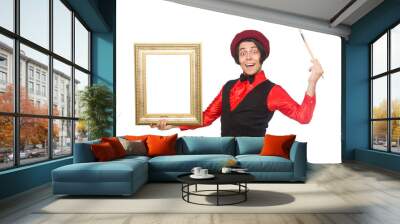 Funny artist isolated on white Wall mural