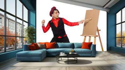 Funny artist isolated on white Wall mural