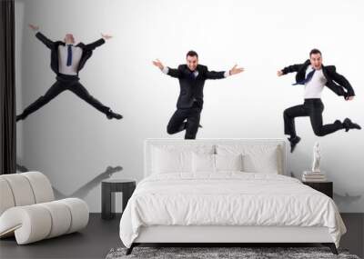 Funny businessman isolated on the white Wall mural