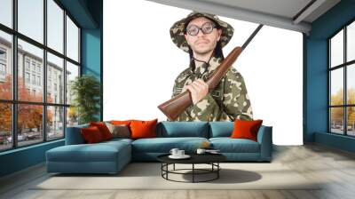 Funny soldier isolated on the white Wall mural