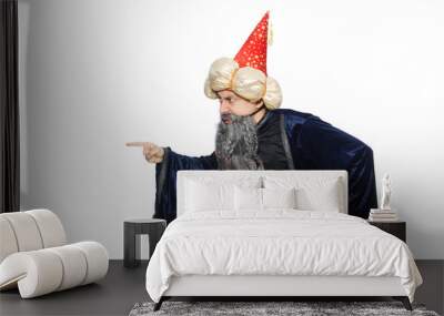 Funny wise wizard isolated on the white Wall mural