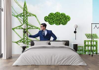 Green and ecology concept with businessman Wall mural