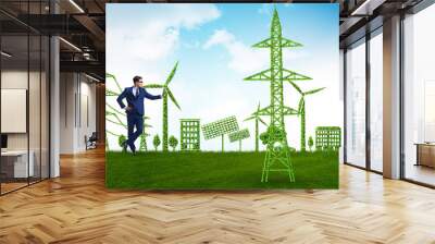 Green and ecology concept with businessman Wall mural