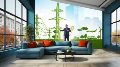 Green and ecology concept with businessman Wall mural