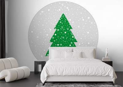 Green tree green icon, flat design style. Spruce vector silhouette decaration. Wall mural