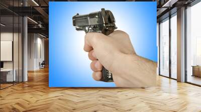 Gun in the hand on white Wall mural