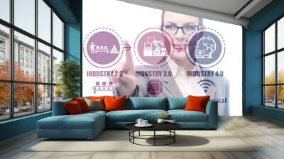 Industry 4.0 concept with various stages Wall mural