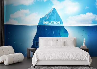 Inflation concept with iceberg - 3d rendering Wall mural