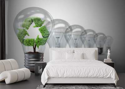 Light bulb in green environment concept - 3d rendering Wall mural