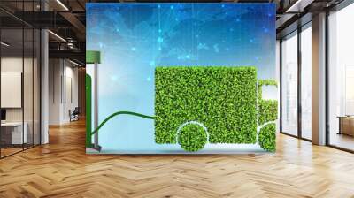 man in ecofuel concept for delivery vehicles Wall mural