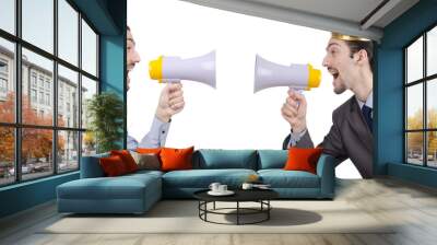 Man shouting and yelling with loudspeaker Wall mural