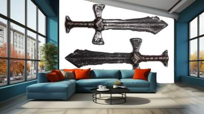 Medieaval swords isolated on the white Wall mural