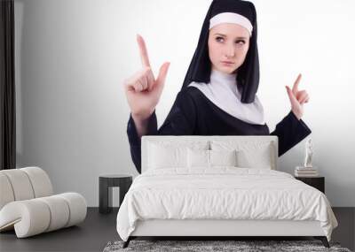 Nun isolated on the white background Wall mural