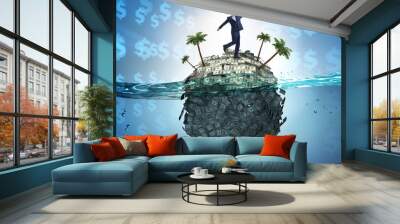 Offshore accounts concept with businessman Wall mural