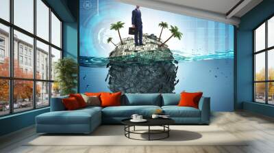 Offshore accounts concept with businessman Wall mural