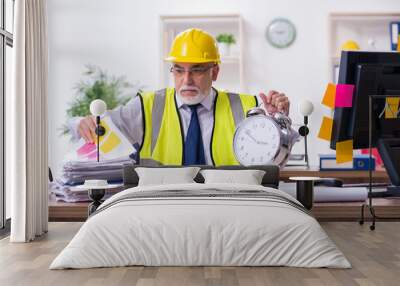 Old male architect working in the office Wall mural