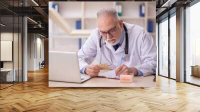 Old male doctor working in the clinic Wall mural