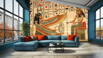 papyrus with elements of egyptian ancient history Wall mural