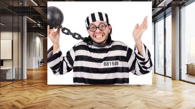 Prison inmate isolated on the white background Wall mural