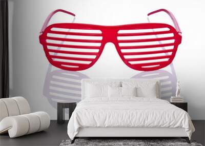 Red striped sunglasses isolated on white Wall mural